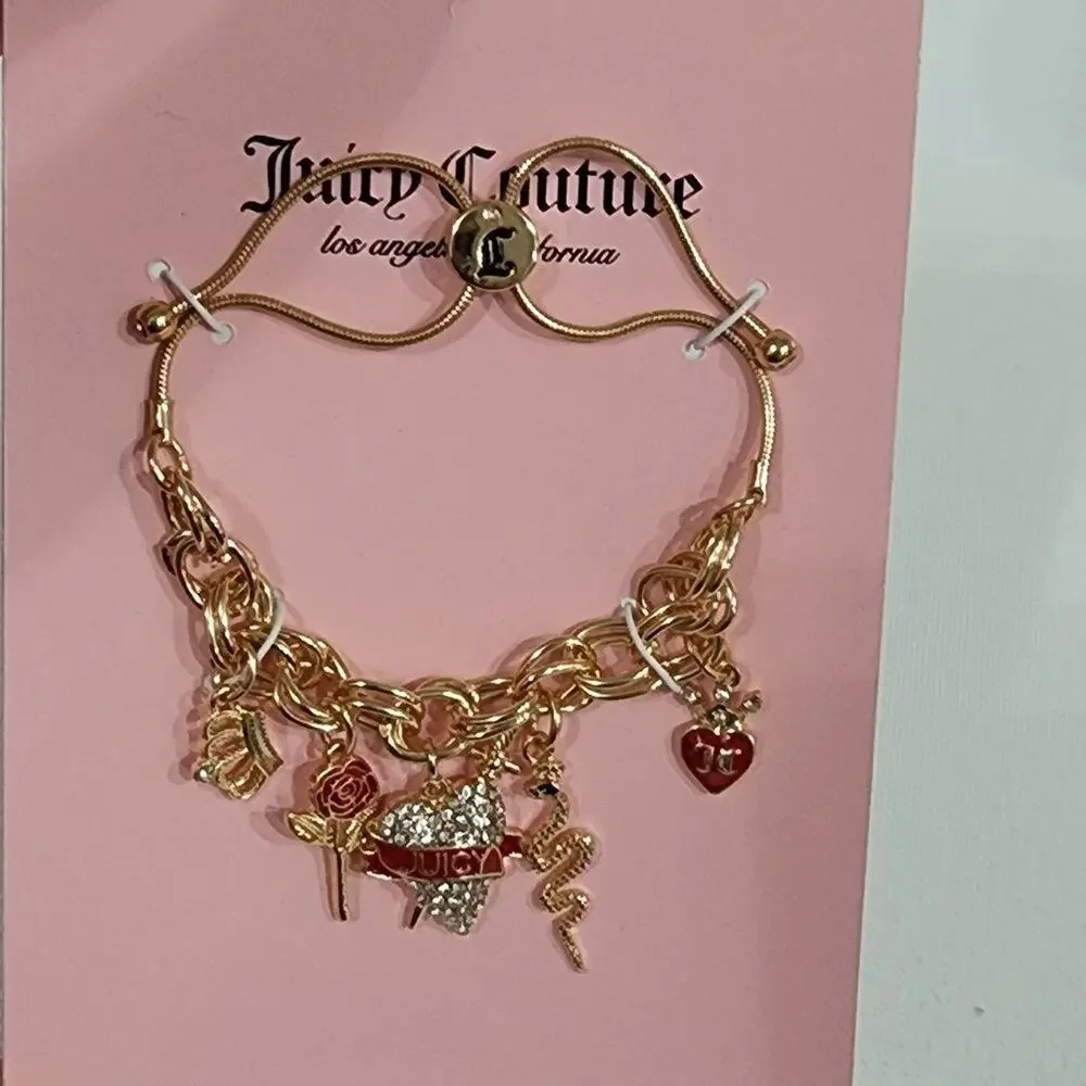 Juicy Couture charm roses‎ snake heart bracelet new!!